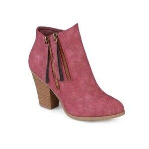 Journee Collection Womens 9 M Pink Wine Block Heel Ankle Booties NIB GR6